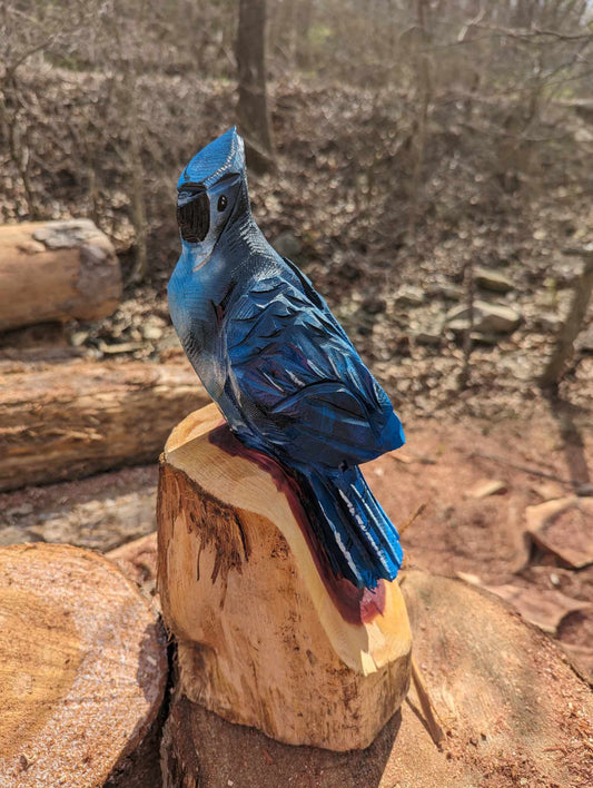 Chainsaw Carved Blue jay