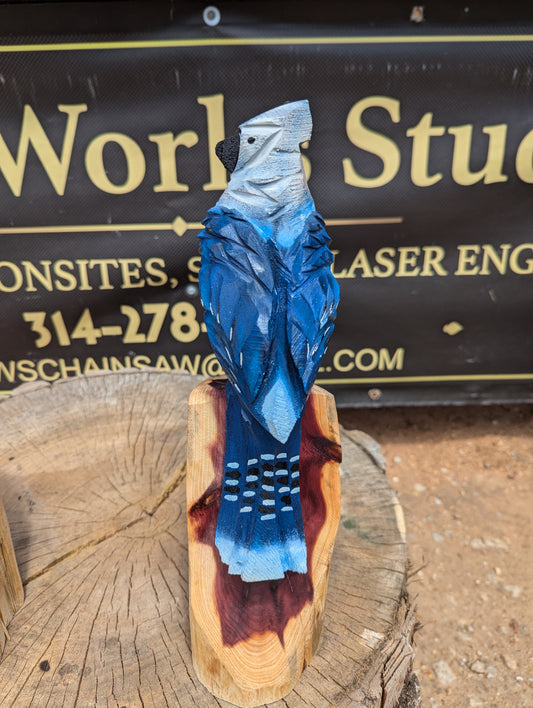 Chainsaw Carved Blue Jay